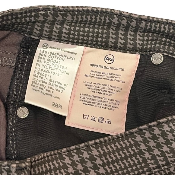 Ag Adriano Goldschmied Houndstooth Pima Cigarette Ankle Pant Blk/Gr Size 28 #937 - Picture 8 of 8